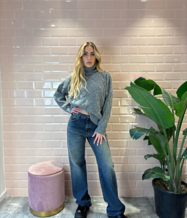 Maglione treccia grigio Tensione In