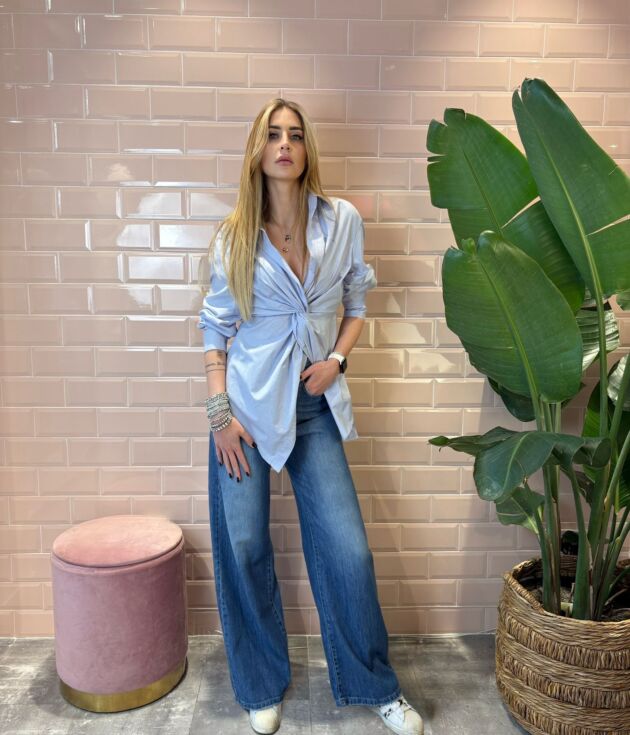 Camicia in cotone con nodo - Tensione in
