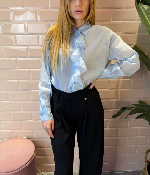 Camicia in mussola di cotone Floor – Eleganza leggera con dettaglio volant