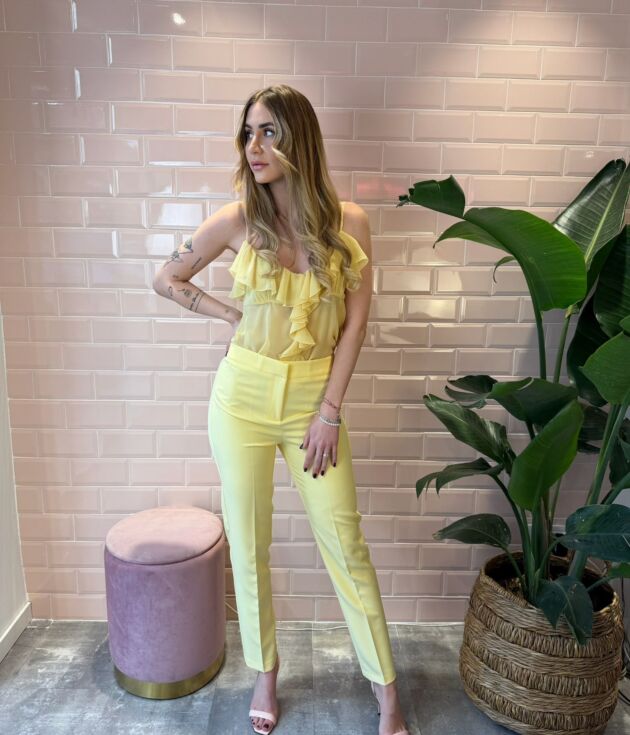 Pantalone slim alla caviglia Giallo modello Cleo -Face To Face