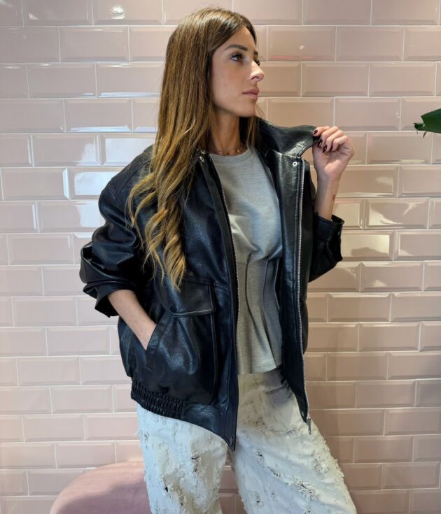 Bomber donna in ecopelle nero HaveOne
