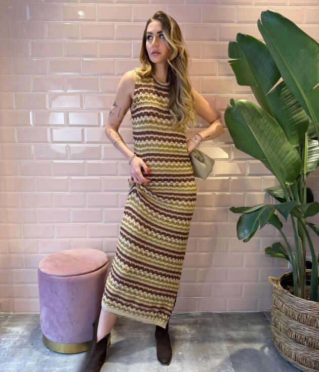 Abito Lungo Crochet Floor con Lurex