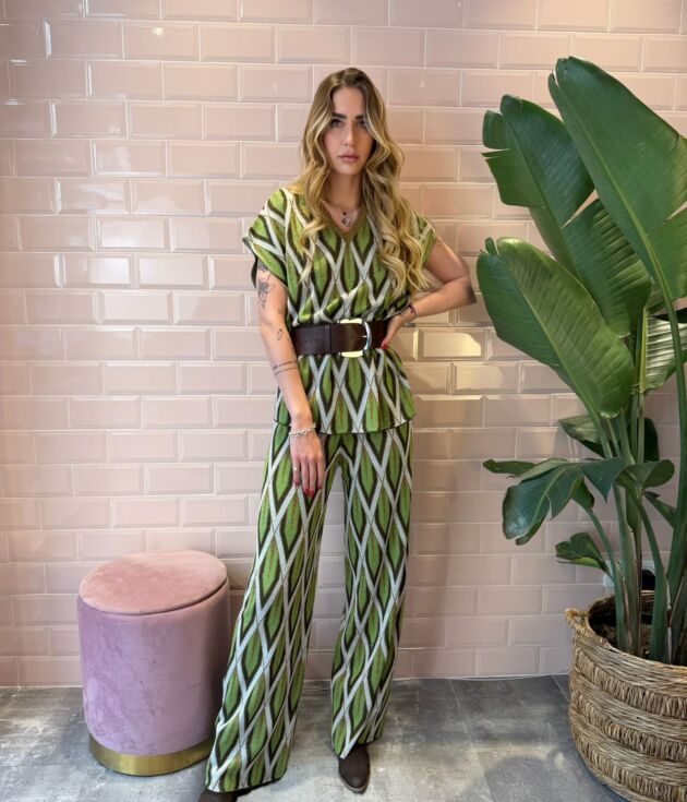 Pantalone Flor in Maglina Lurex Geometrica