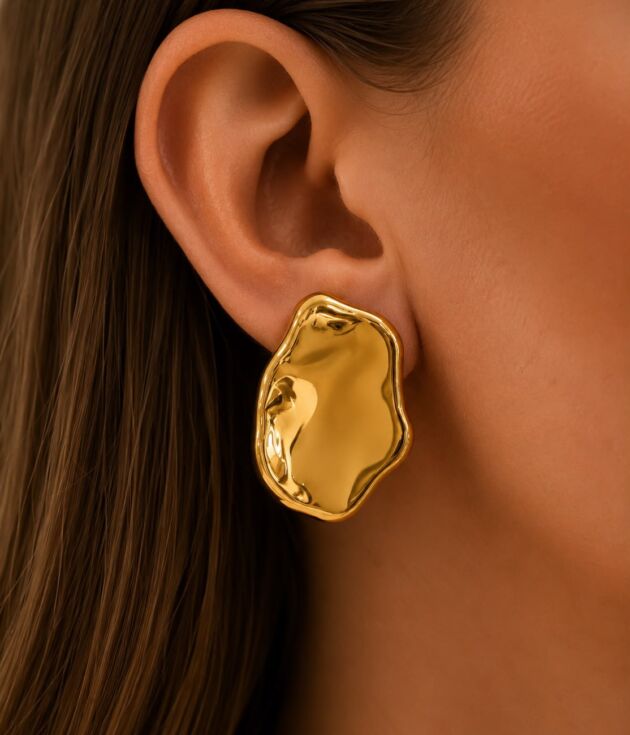 Golden Organic Studs – Orecchini Scultura Dorati NFMSHOP