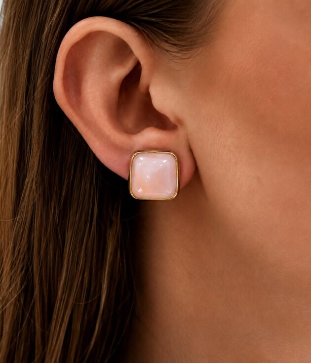Orecchini Rose Quartz Square – Orecchini Rosa Cipria Eleganti NFMSHOP