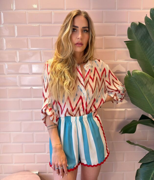 Camicia Donna Haveone in Mussola con Fantasia Chevron Multicolor
