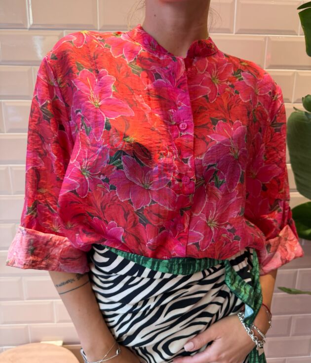 Camicia in Mussola HaveOne Fantasia Floreale Fucsia