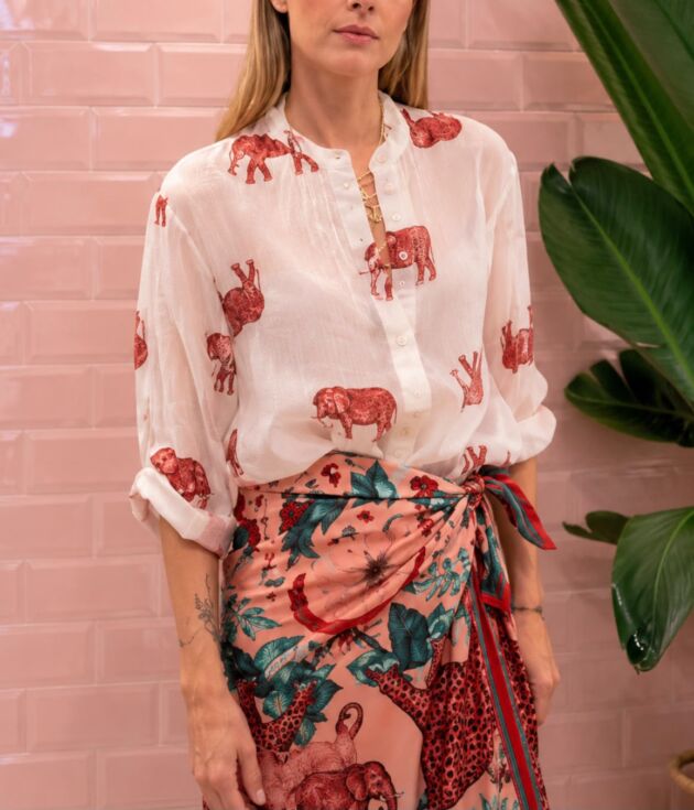 Camicia in mussola haveone elefanti