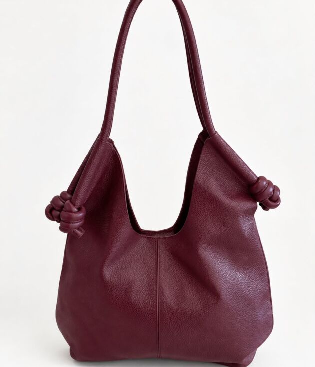 Borsa in pelle color vino modello Nodo